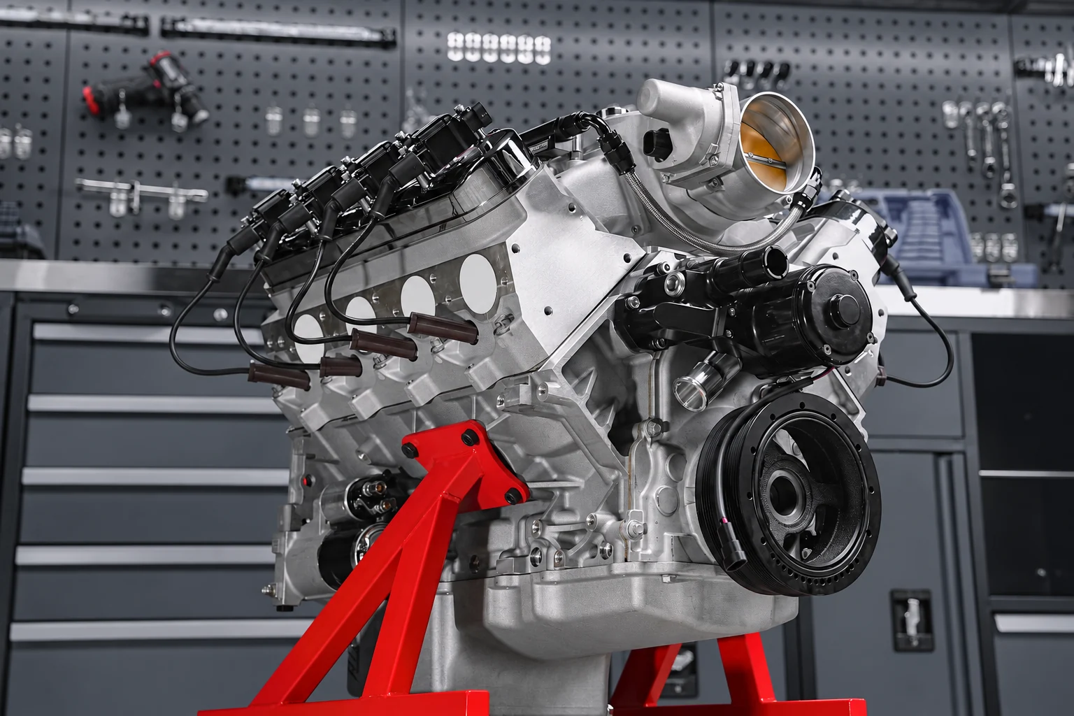 LS3 assembly, front three-quarter view